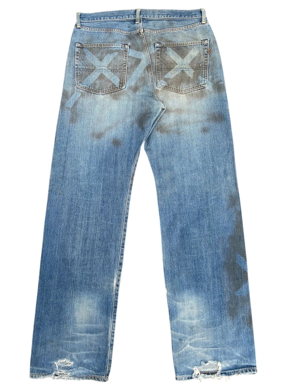 Kapital Thrashed Vintage Edwin 505 Selvedge Dirty Denim Jeans Size US 35 - 2 Thumbnail