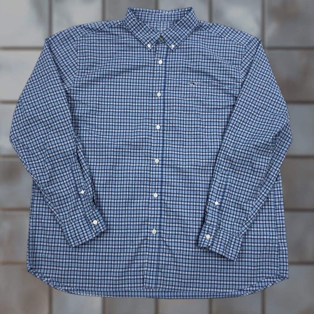 Vineyard Vines Vineyard Vines Shirt Men 2XL Blue Check Long Sleeve Button-Down Nylon Spandex Classic Size US XXL / EU 58 / 5 - 1 Thumbnail