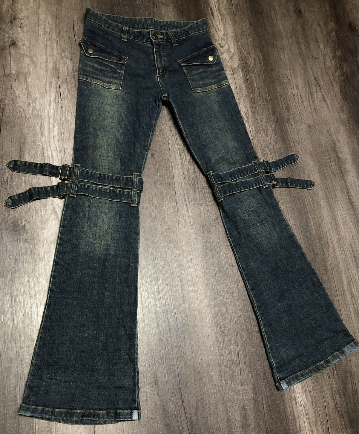 Japanese Brand Vintage Play Chess Flared Jeans Bondage Design Size US 28 / EU 44 - 4 Thumbnail