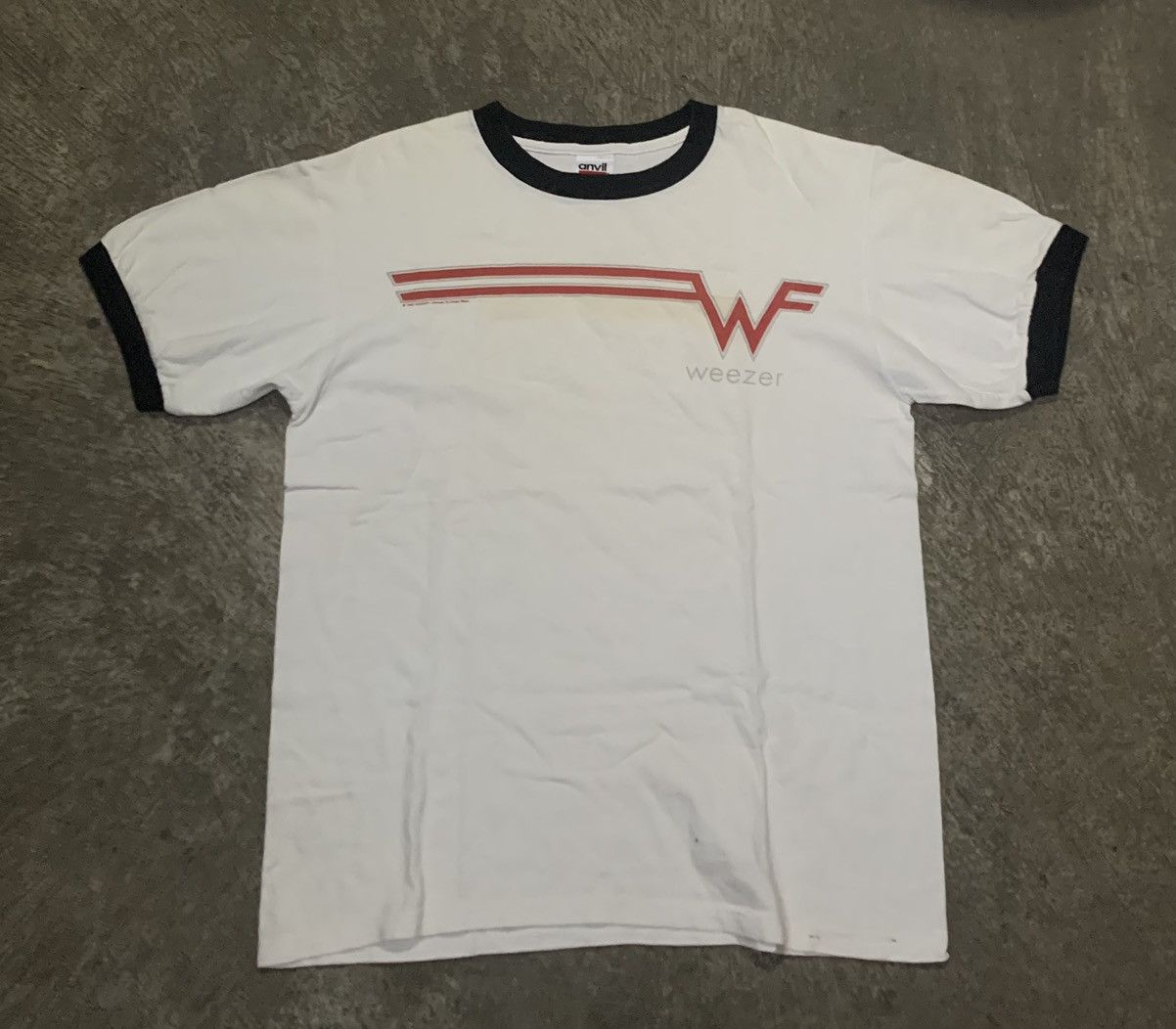 image of Band Tees x Rock Band Vintage 90's Weezer Ringer Shirt in White, Men's (Size Medium)