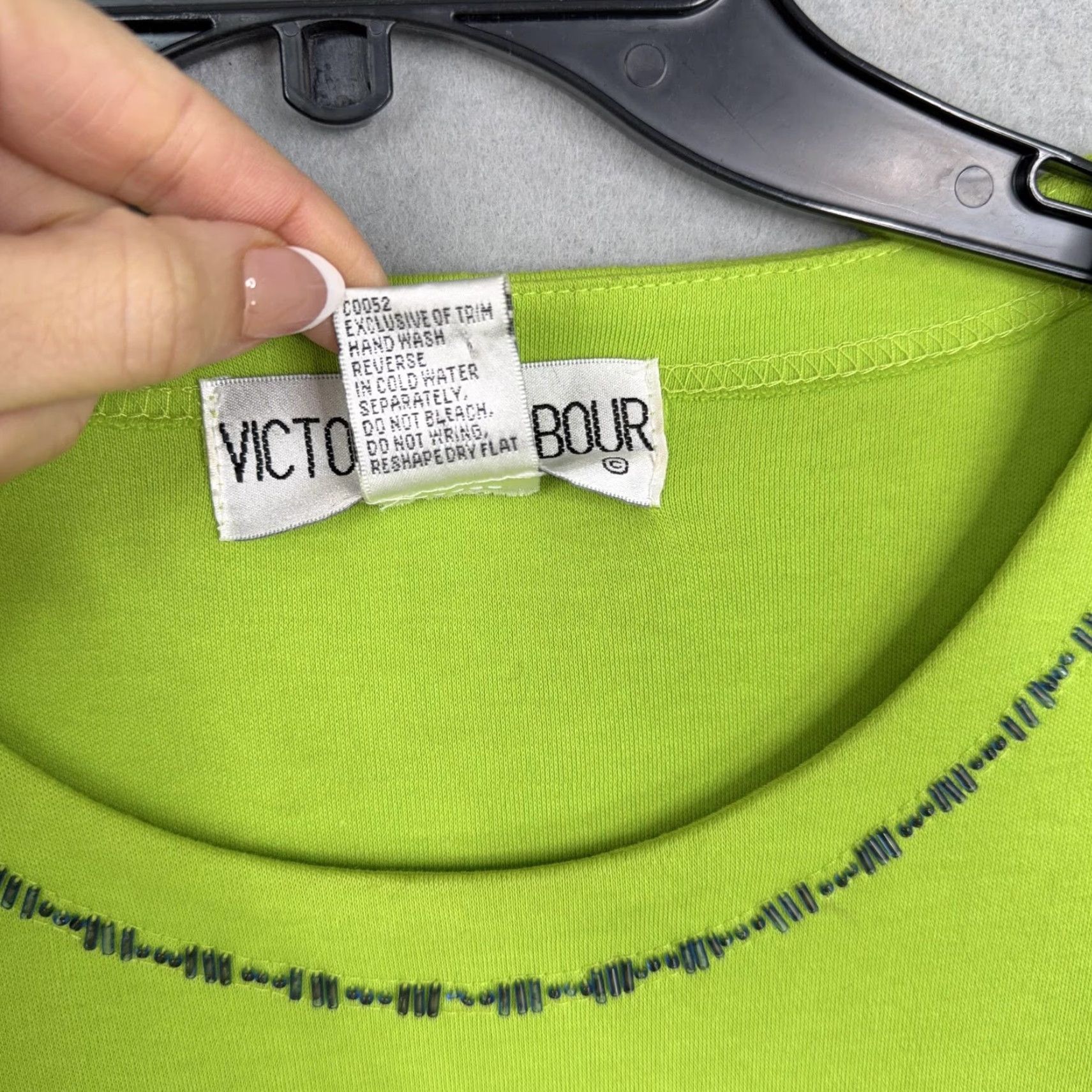 Vintage VINTAGE Victoria Harbour Shirt Womens XL Green Cocktail Dice Beaded Top 90s Size XL / US 12-14 / IT 48-50 - 7 Thumbnail