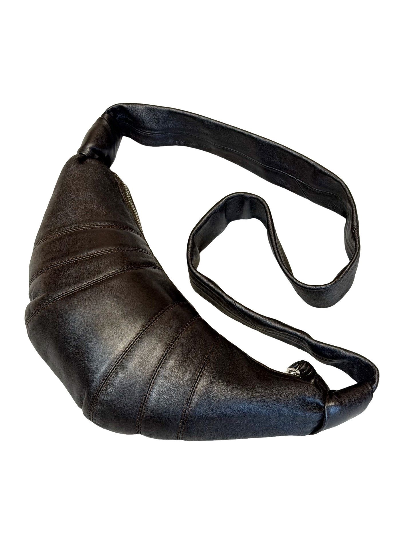 Lemaire Lemaire Chocolate Brown Leather Croissant Bag Size ONE SIZE - 1 Thumbnail