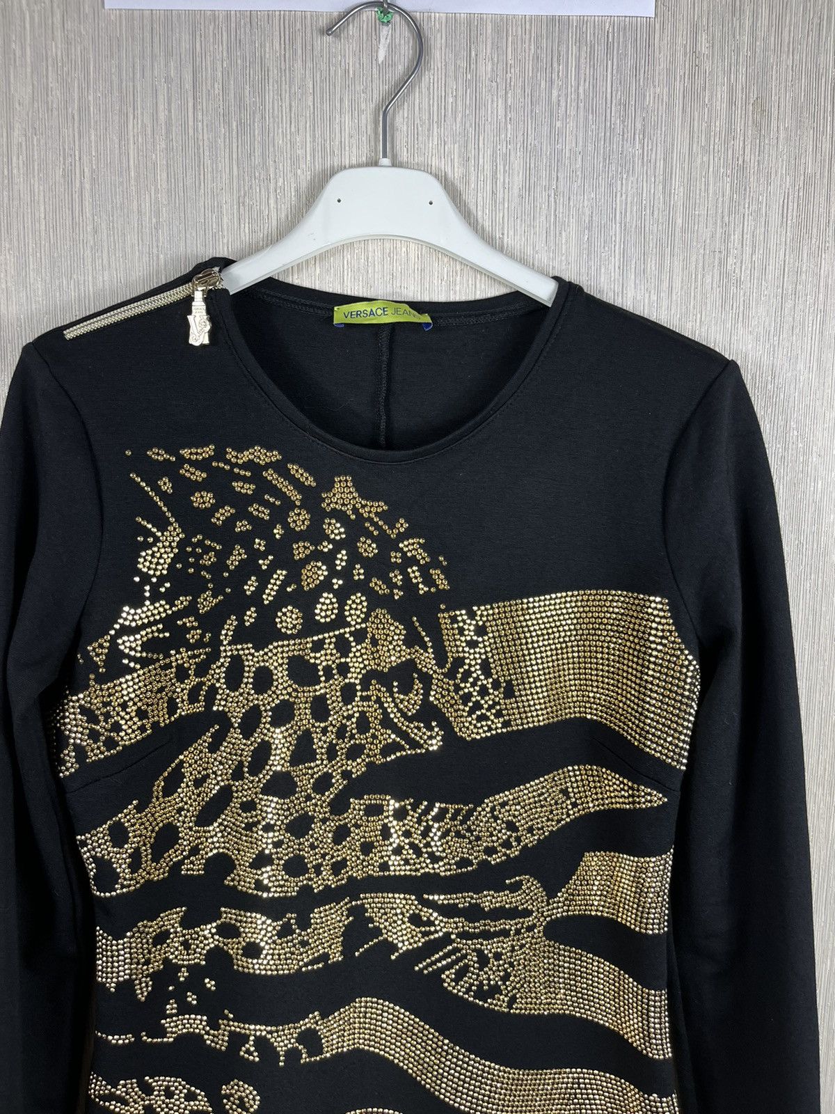 Designer × Versace × Versace Jeans Couture Versace jeans bodycon dress leopard golden metallic studs Size S / US 4 / IT 40 - 5 Thumbnail