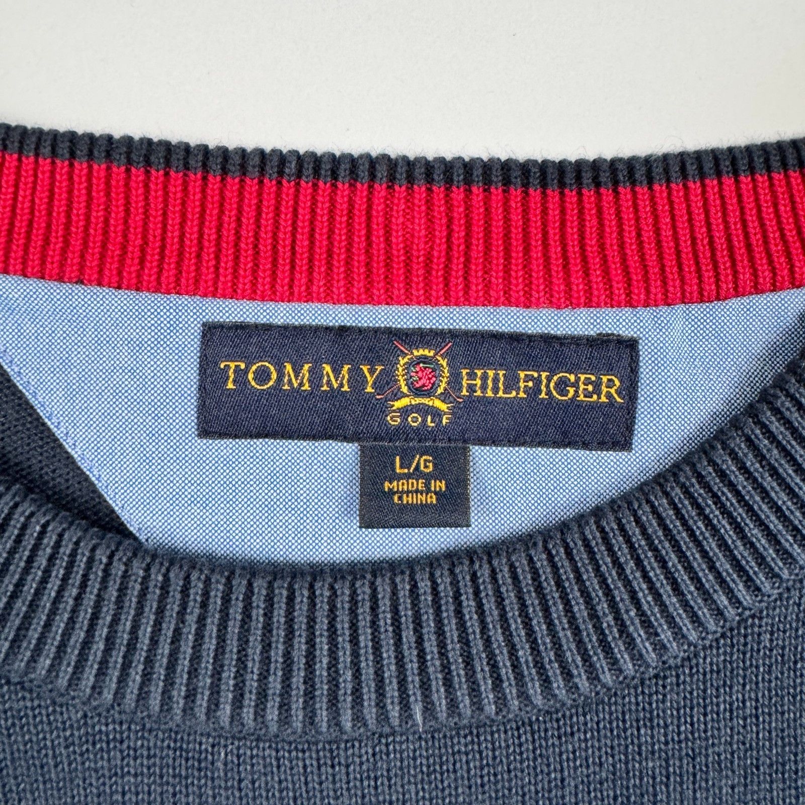 Tommy Hilfiger Tommy Hilfiger Golf Red Trim Crewneck Sweater Navy L Size US L / EU 52-54 / 3 - 3 Thumbnail