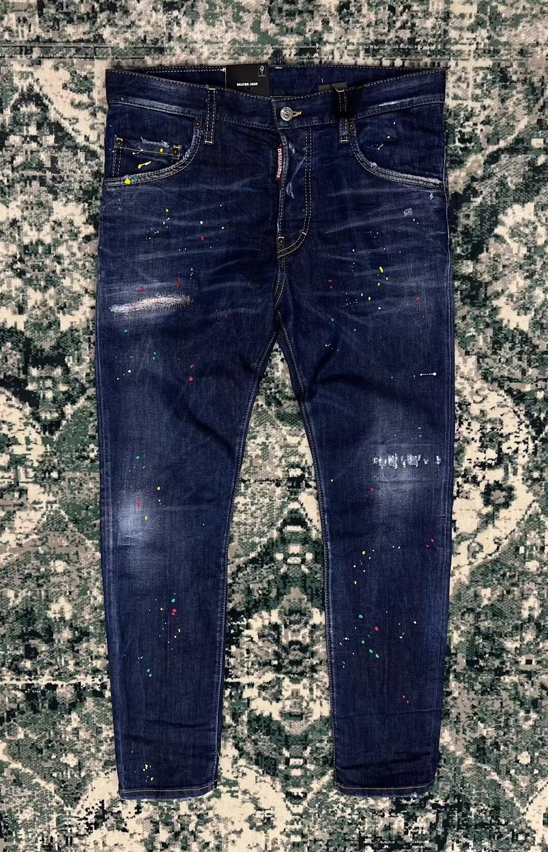 Dsquared2 Dsquared2 Blue Denim Pants with Paint Splatter Size US 31 - 1 Thumbnail