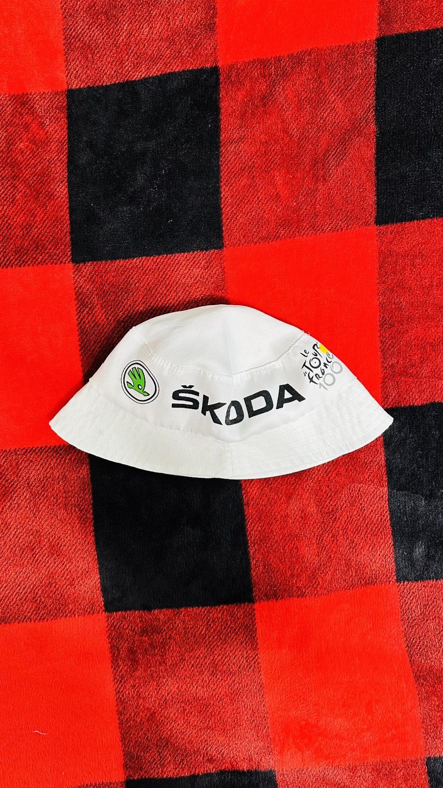 Vintage Škoda X Le Tour De France Bucket Hat White Size ONE SIZE - 1 Thumbnail