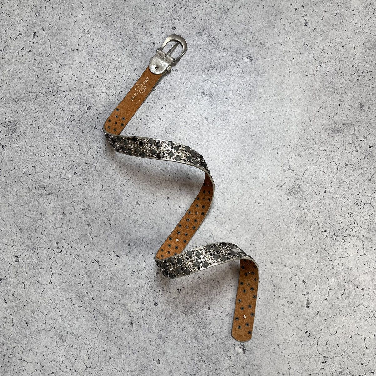 Vintage Leather Belt With Crystal B.B. Simon Supreme Style