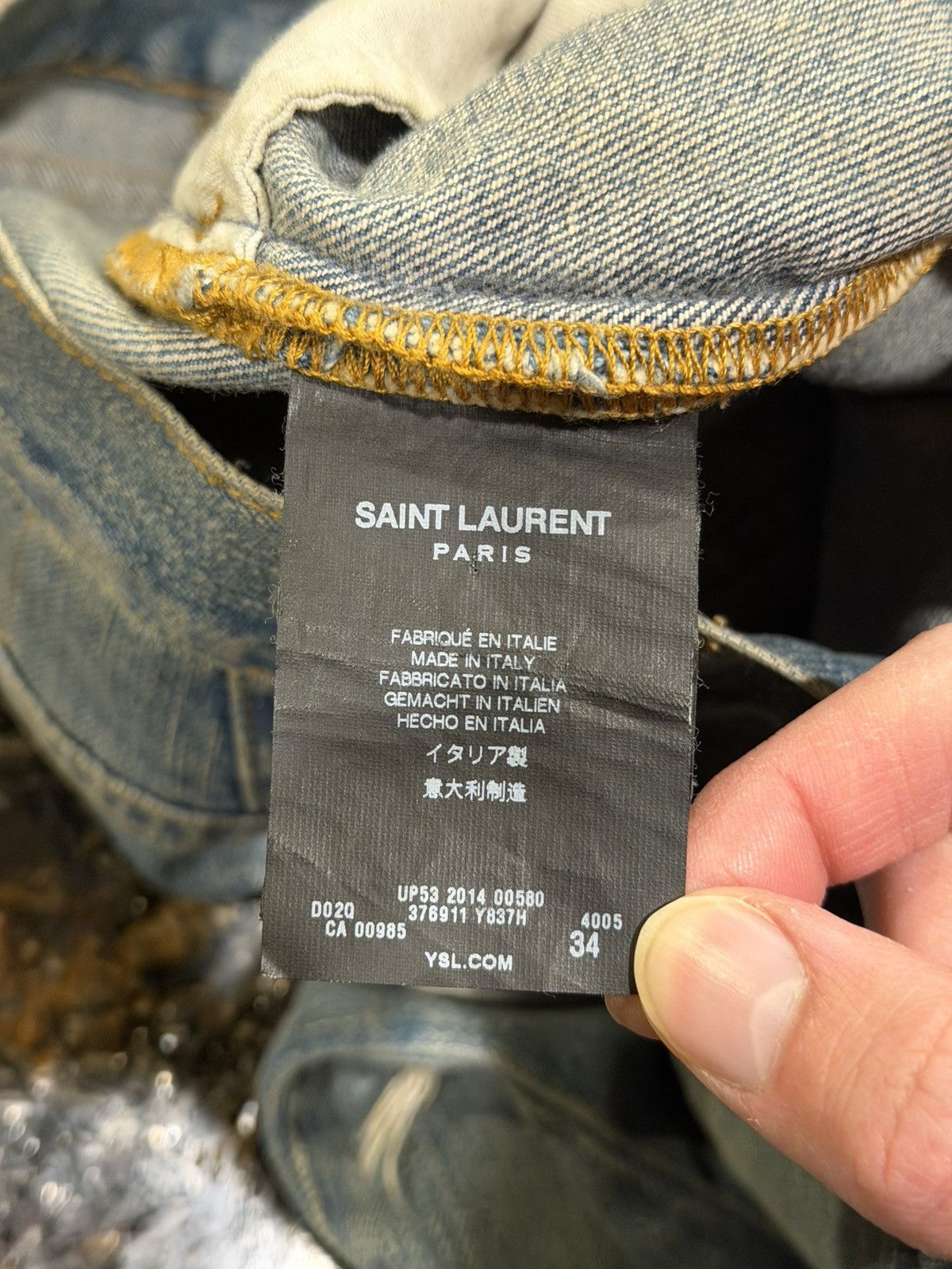 Saint Laurent Paris Saint Laurent x Hedi FW14 Knee Cut Slit Blue Wash D02 Denim Size US 34 / EU 50 - 13 Thumbnail