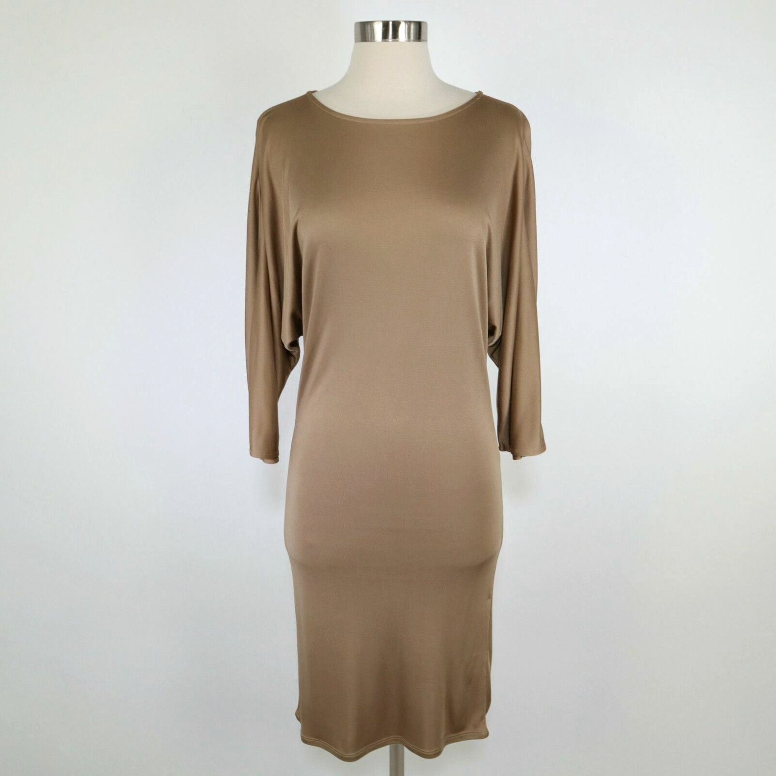 image of Ralph Laurent Dress Silk Womens Xs Pullover Camel Gold Tan Stretch Black Label in White