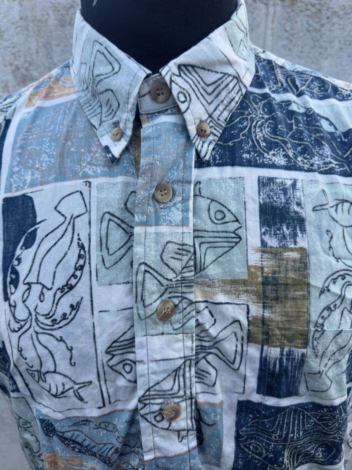 Other PreOwned Kahala Blue Hawaiian Print 3/4 Button Men's Medium Size US M / EU 48-50 / 2 - 3 Thumbnail