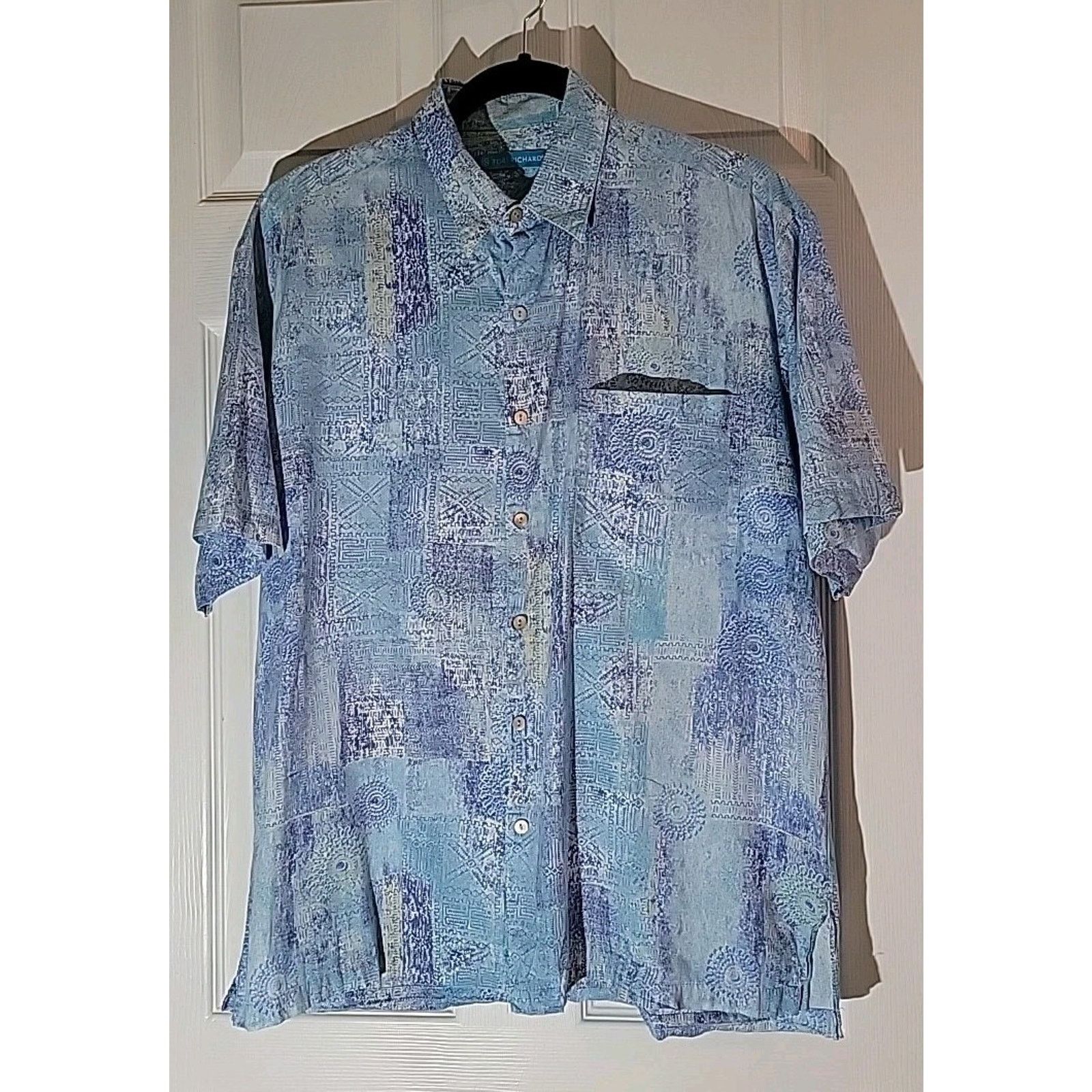 Tori Richard Tori Richard Medium Blue Aloha Hawaiian Pearl Buttons Cotton Size US M / EU 48-50 / 2 - 1 Thumbnail