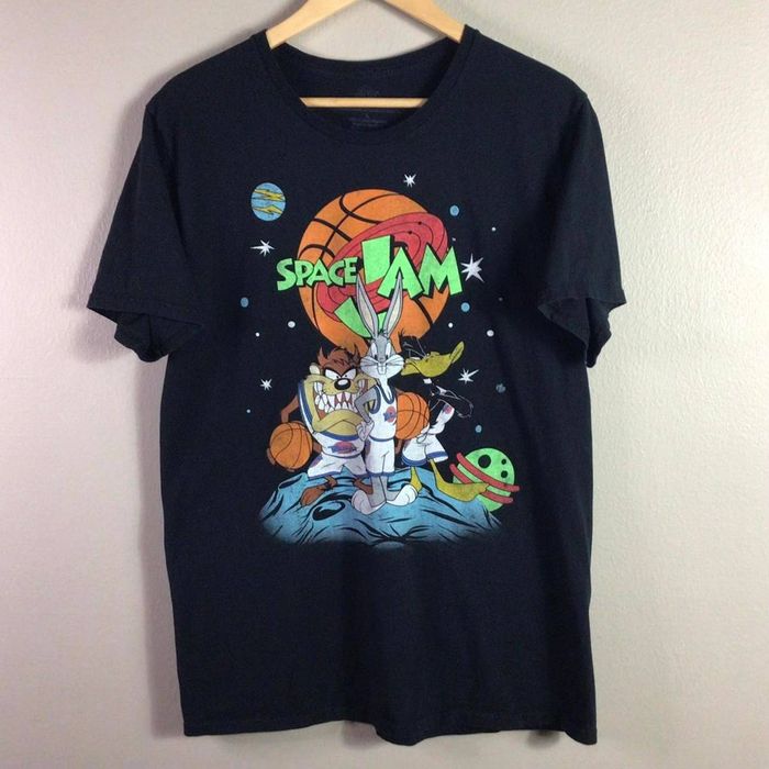 Streetwear Y2K Space Jam T Shirt Michael Jordan Looney Toons Black L ...