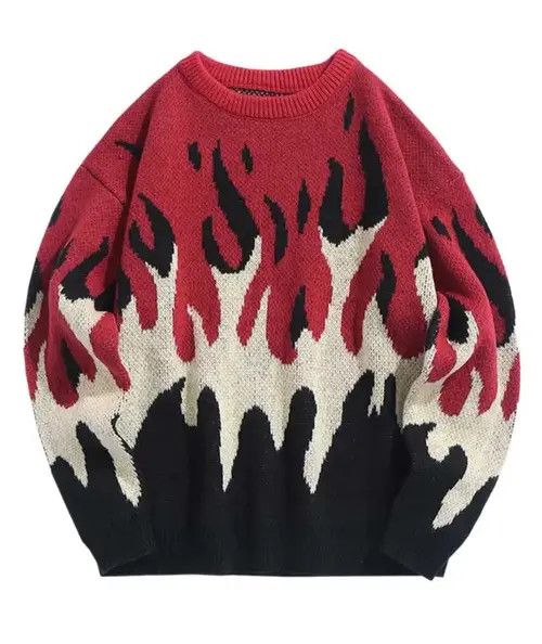 Japanese Brand × Vintage Sweater for Men Fire Flame Graphic Size US M / EU 48-50 / 2 - 2 Thumbnail