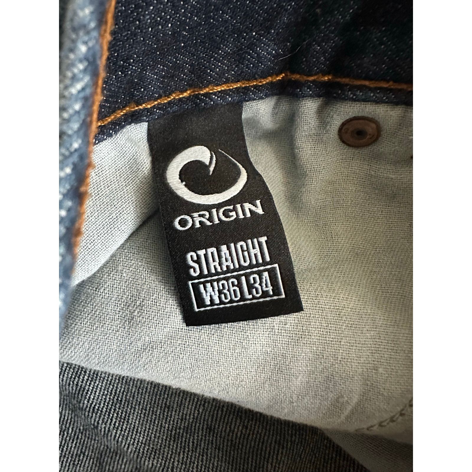 Original Chuck ORIGIN USA Men’s Dark Indigo Jeans Standard Straight Leg Fit Size US 36 / EU 52 - 3 Thumbnail