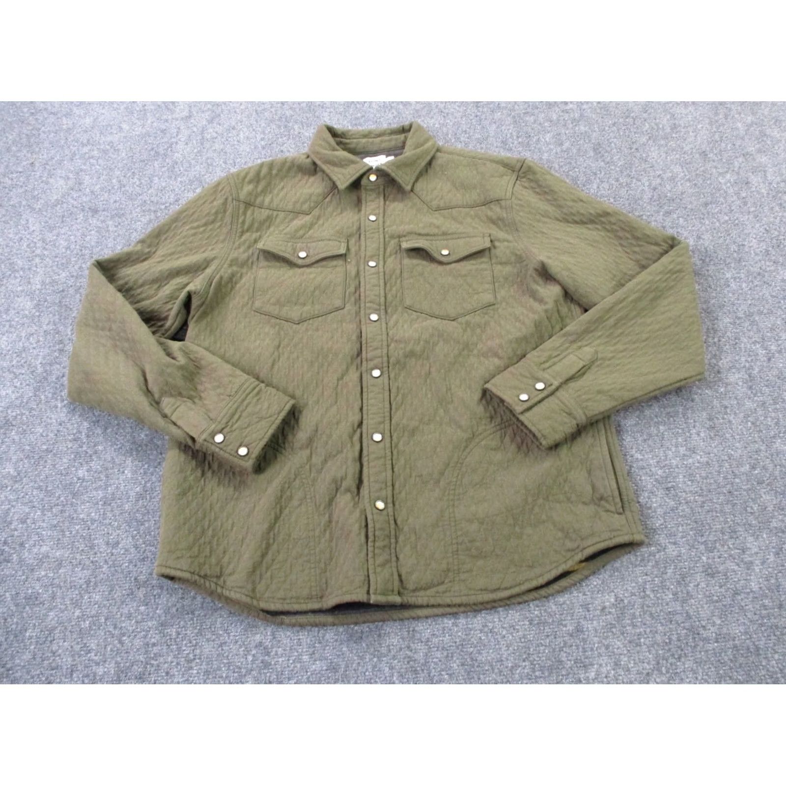 Vintage Flint & Tinder Shirt Mens L Green Cotton Flannel Button-Up Snap Western Casual Preppy Jacket Pattern: Solid Size US L / EU 52-54 / 3 - 2 Thumbnail