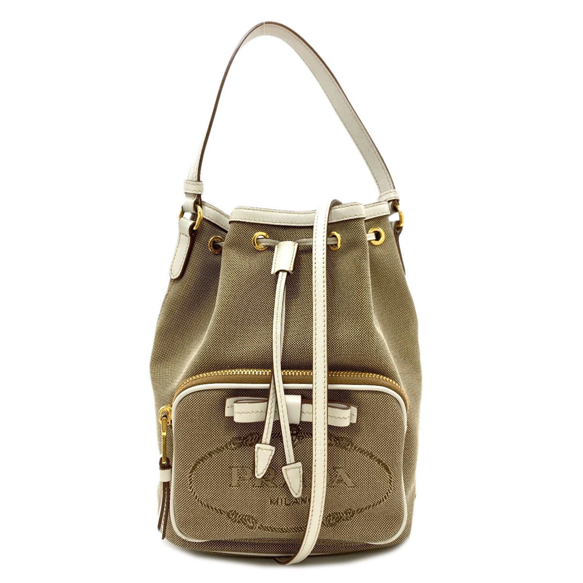 Prada Prada Fiocco Drawstring 2-Way Handbag, Canvas, Women's PRADA Size ONE SIZE - 1 Thumbnail