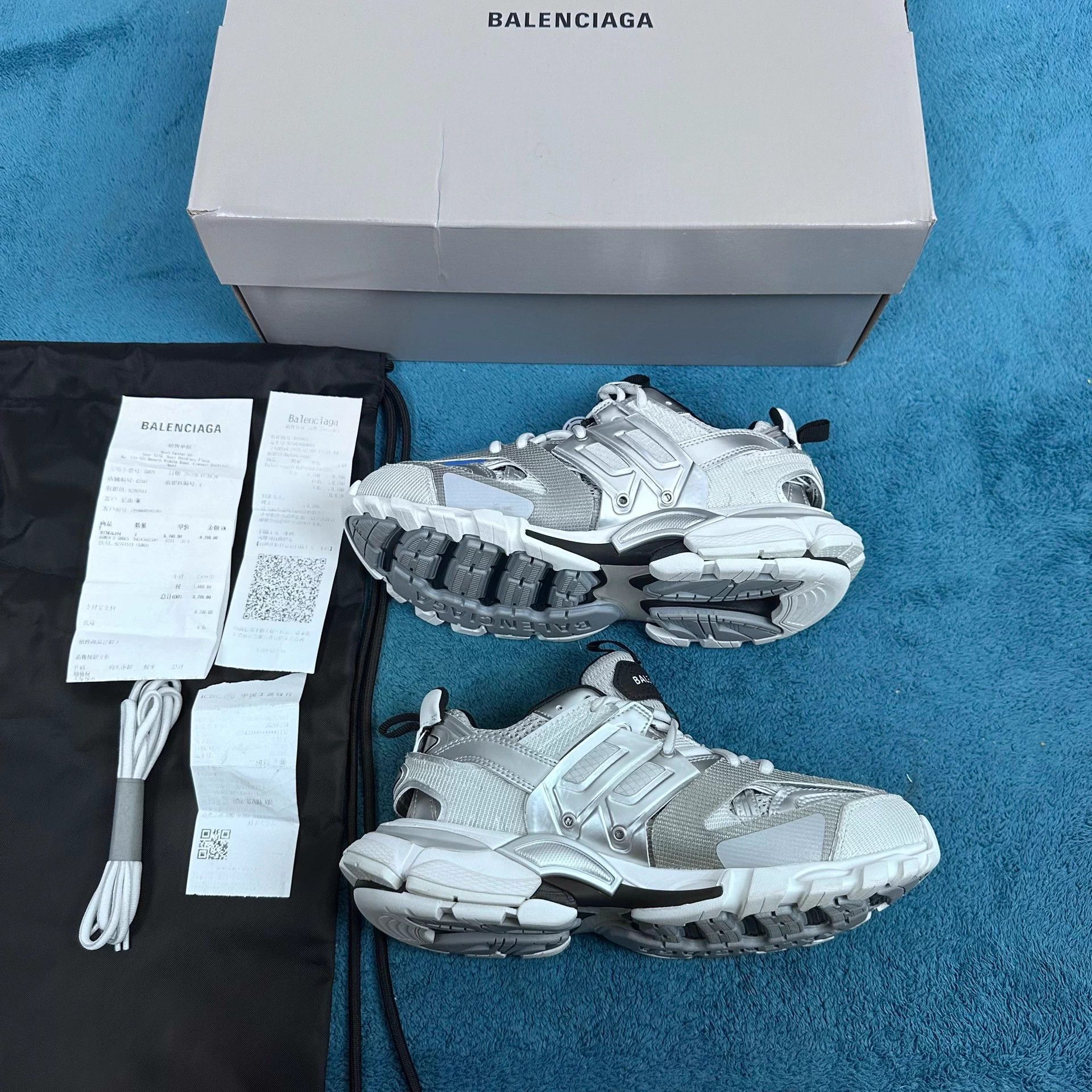 Balenciaga Balenciaga Track New Low Top Dadshoe Silver Wmns Size US 6 / IT 36 - 3 Thumbnail