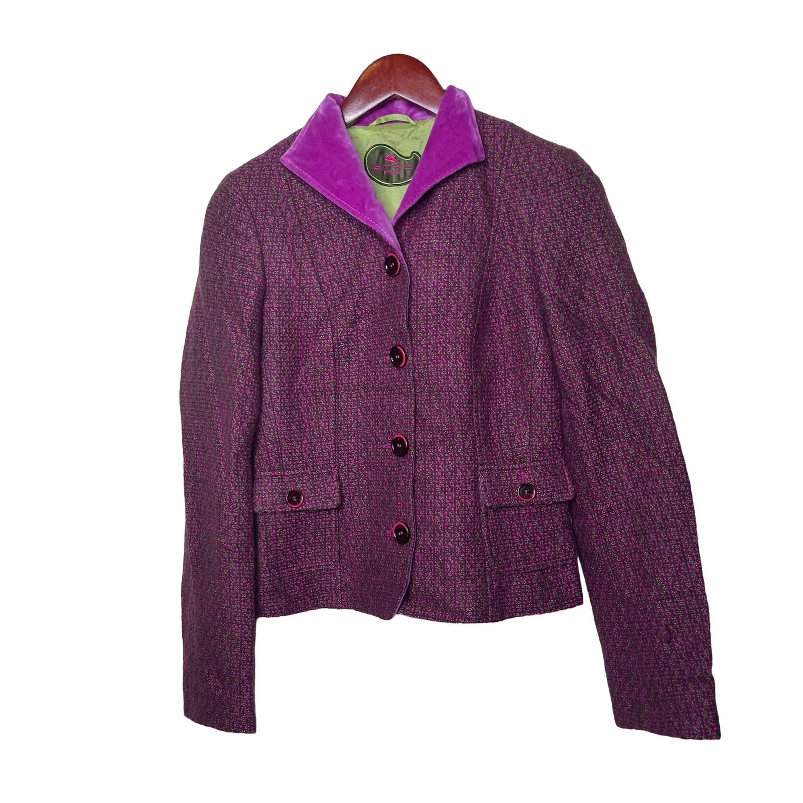 Etro Etro hot pink tweed button front blazer jacket sz 40 US 4 Size S / US 4 / IT 40 - 1 Thumbnail