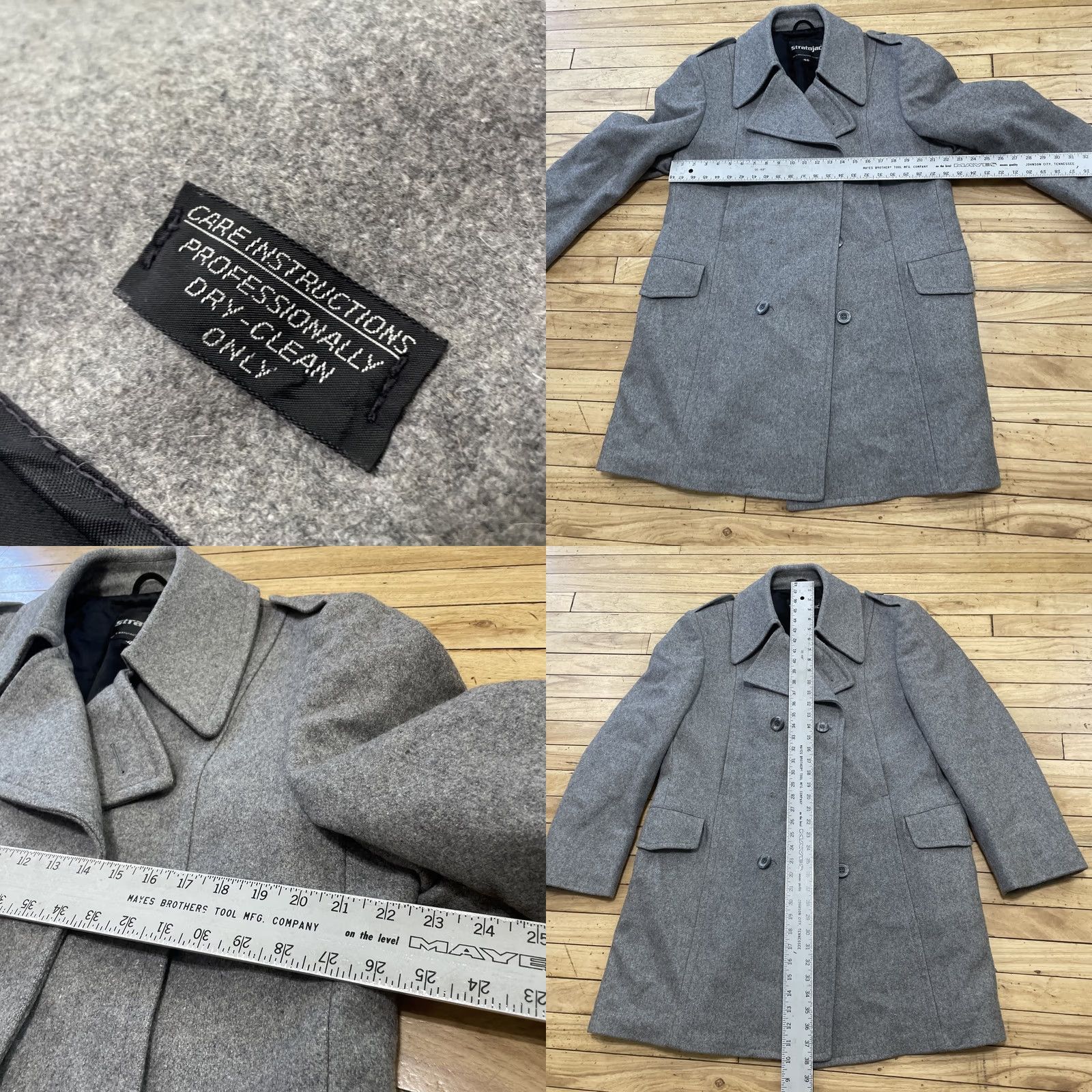 Doublet VINTAGE Stratojac Jacket Coat Gray 44 Double Breasted Wool Overcoat Heavyweight Mens 44R Epaulets Peak Lapel Vintage Overcoat Size US S / EU 44-46 / 1 - 8 Thumbnail