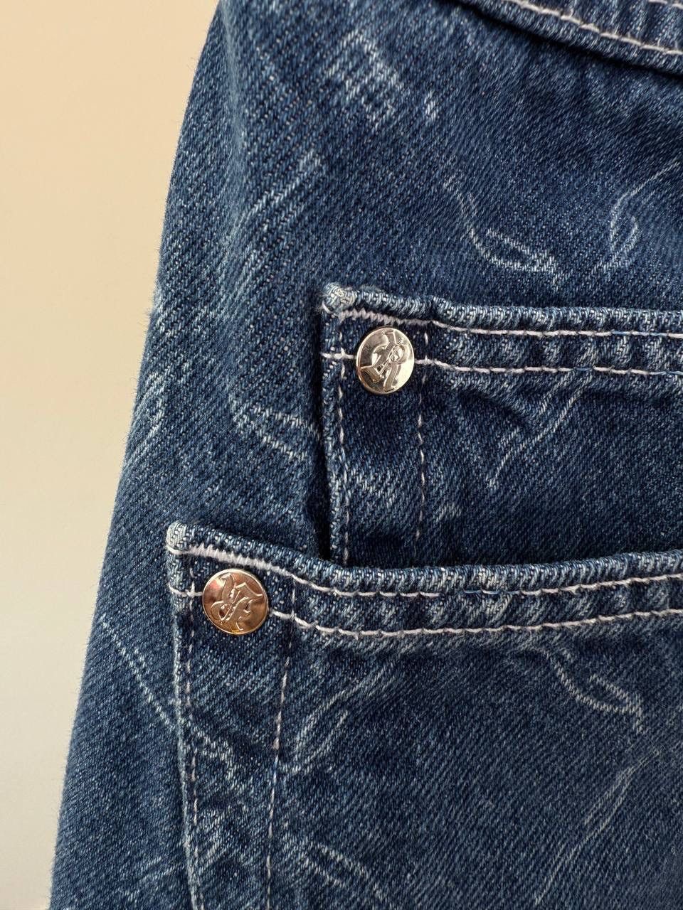 Designer Vintage Rare Humans Lasered Monogram Denim Pants Size US 33 - 11 Thumbnail