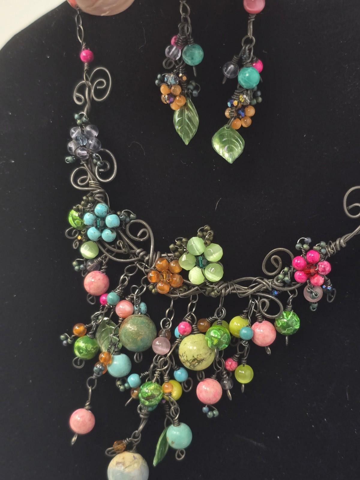 Studio D'Artisan Gemstone Wire Necklace Earrings Set Turquoise Quartz 17 Size ONE SIZE - 1 Thumbnail