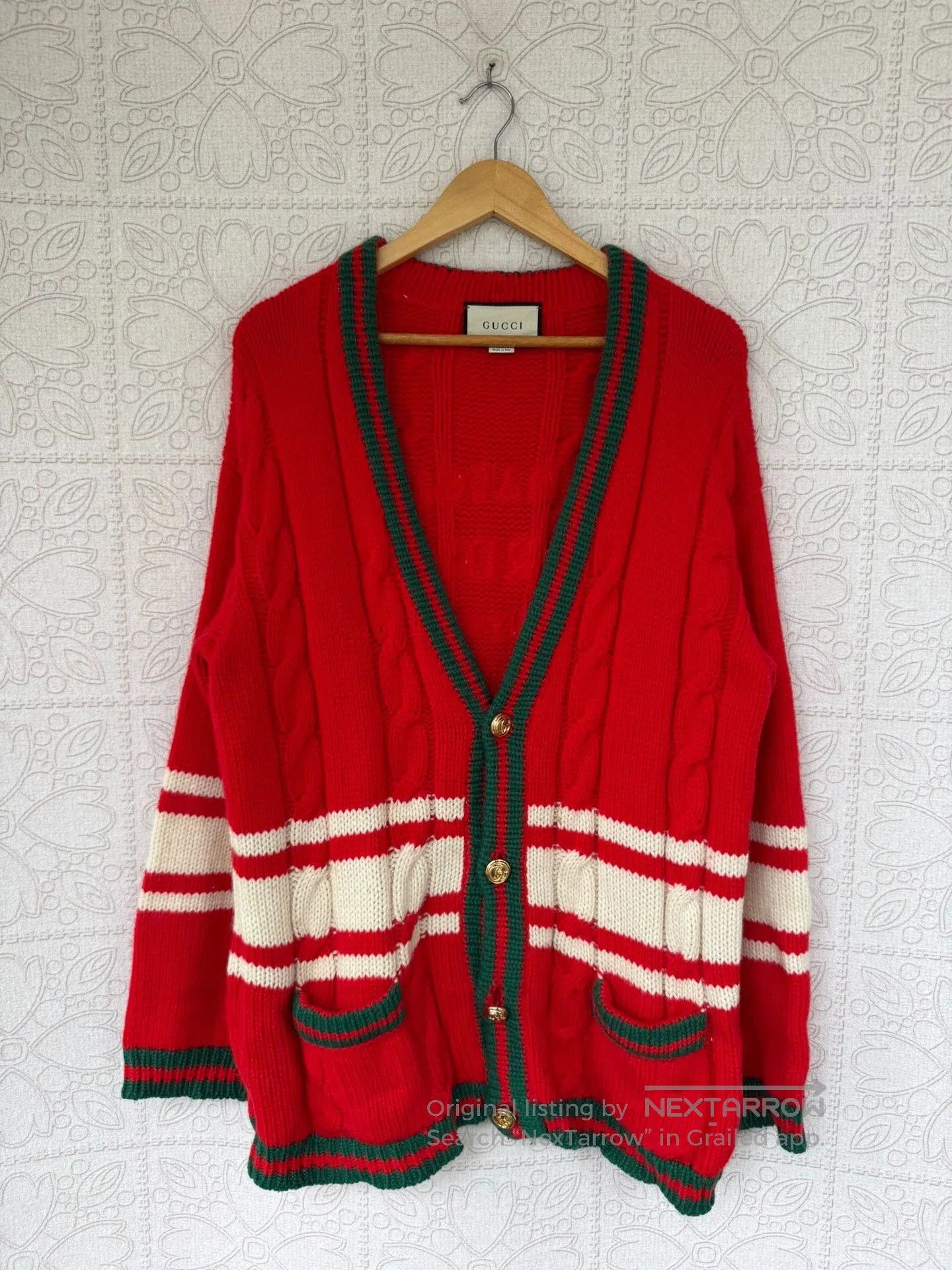 Gucci gucci red knitted cardigan with logo. Size XS / US 0-2 / IT 36-38 - 1 Thumbnail