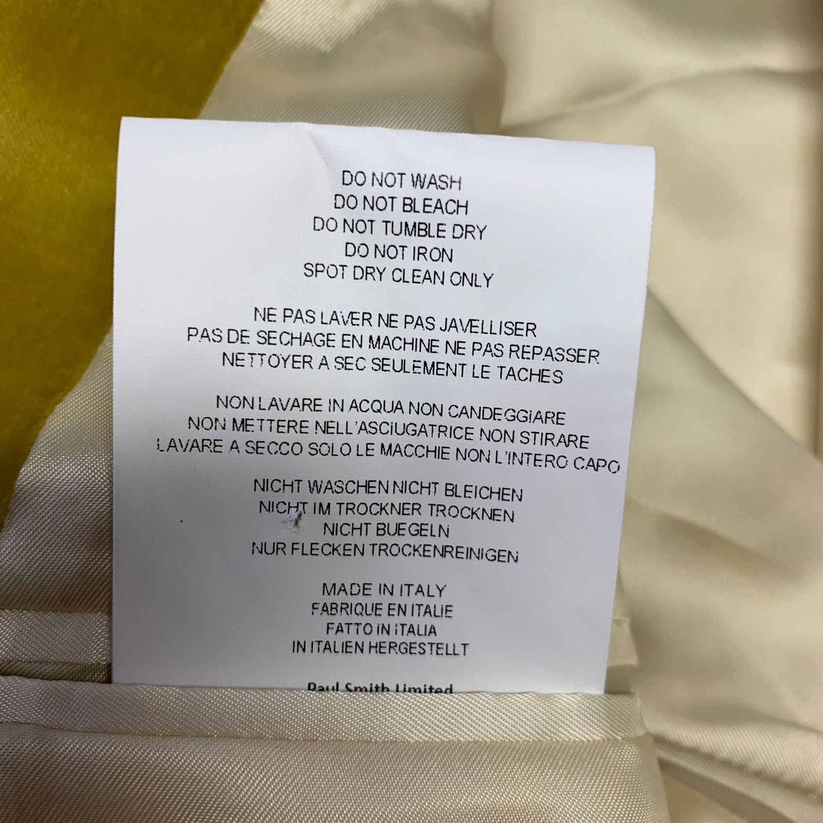 Paul Smith PAUL SMITH 46R Yellow Velvet Cotton Blend Sport Coat Size 46R - 6 Thumbnail