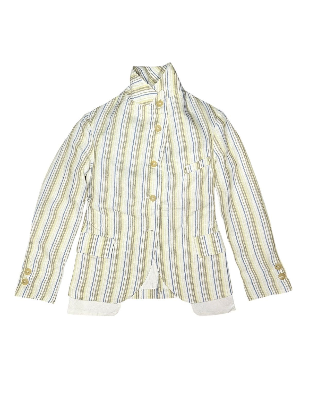 Paul Harnden Shoemakers Extended Pocket Stripe Linen Blazer Size XS / US 0-2 / IT 36-38 - 3 Thumbnail
