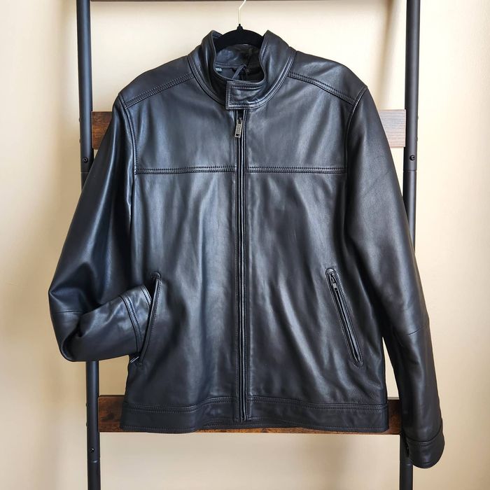 Rodd & Gunn Rodd and Gunn Men's Black Cromwell Leather Jacket Size L