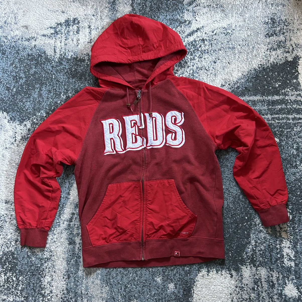 Majestic 2015 CiNCiNNATi REDS FULL ZiP HOODED SPRiNG TRAiNiNG JACKET Size US M / EU 48-50 / 2 - 9 Thumbnail