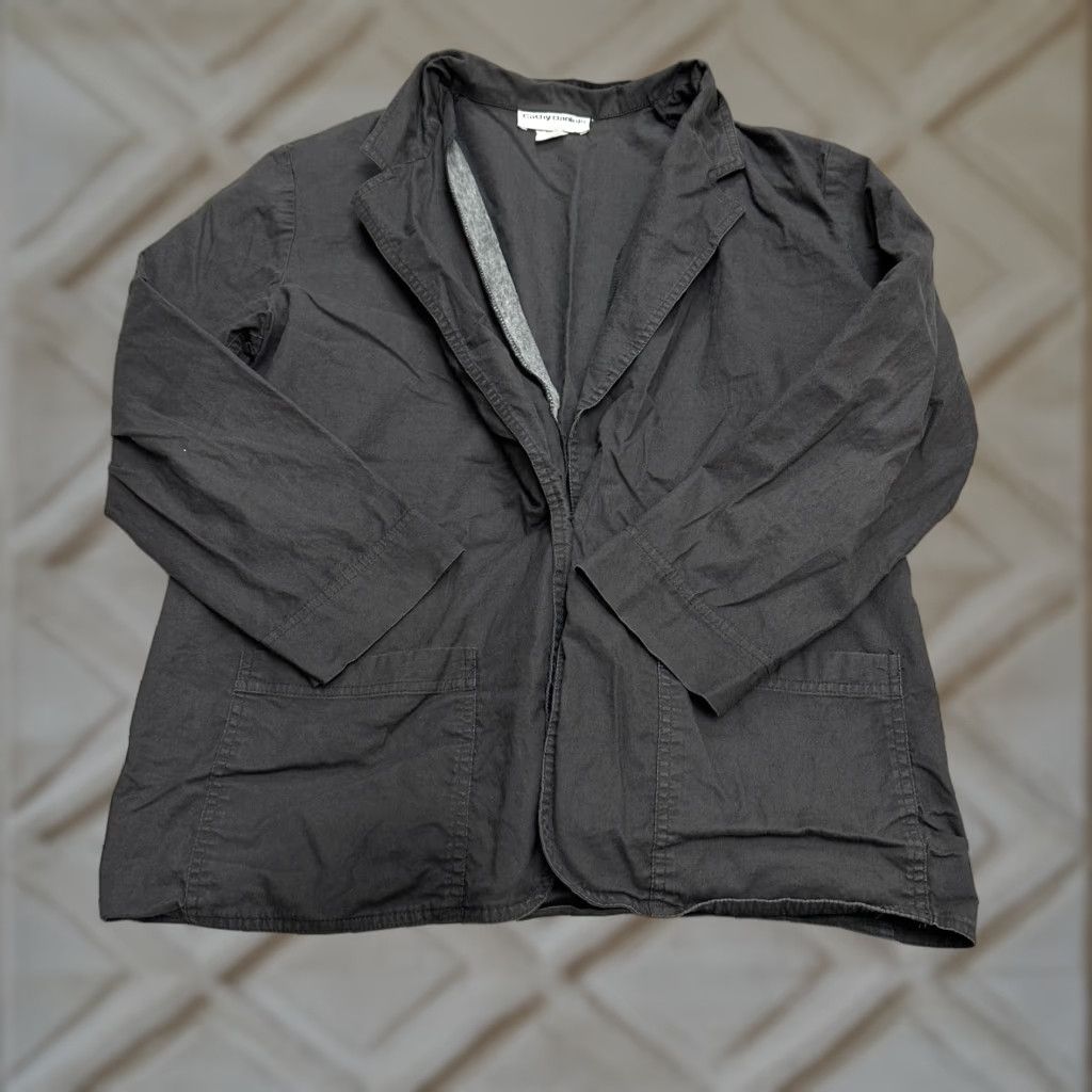 Vintage Cathy Daniels Blazer Women Medium Black Cotton Lightweight All Seasons Long Sleeve Button Closure Workwear Classic Womens Size M / US 6-8 / IT 42-44 - 1 Thumbnail