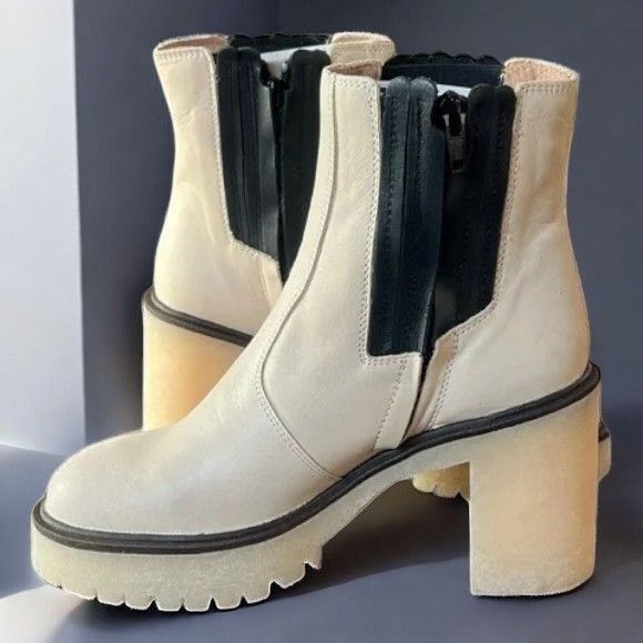 Free People Free People Women White James Chelsea Boot Chunky Heel NEW Size US 8 / IT 38 - 6 Thumbnail