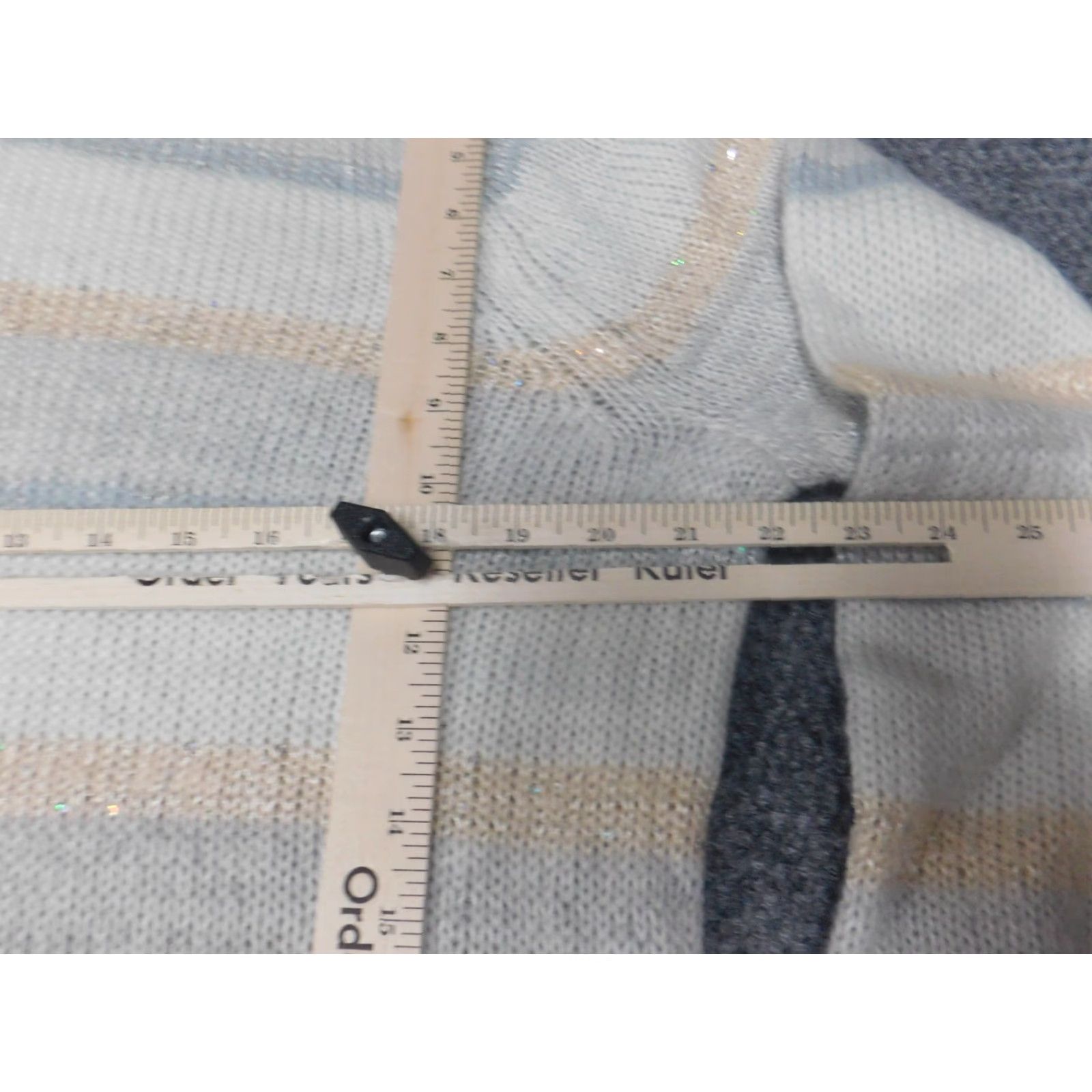 Vintage LC Lauren Conrad Womens Sweater XL gray striped pullover crew neck rib knit stretch Size XL / US 12-14 / IT 48-50 - 6 Thumbnail