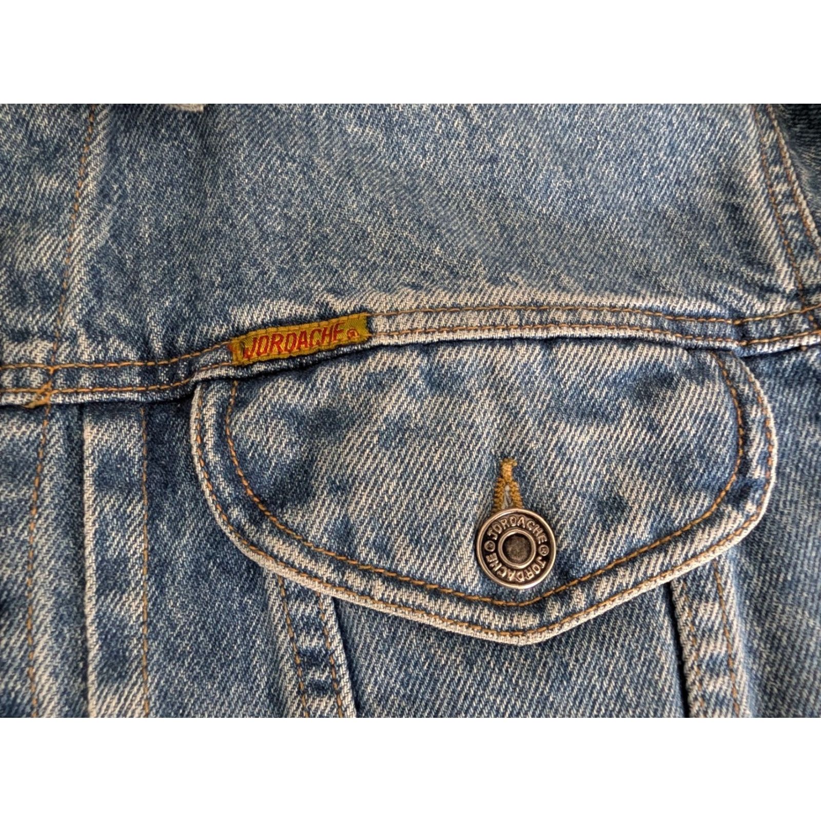 Jordache VINTAGE Jordache Jean Jacket Men's Medium Blue Denim Trucker Faded 90s Size US 31 - 7 Thumbnail
