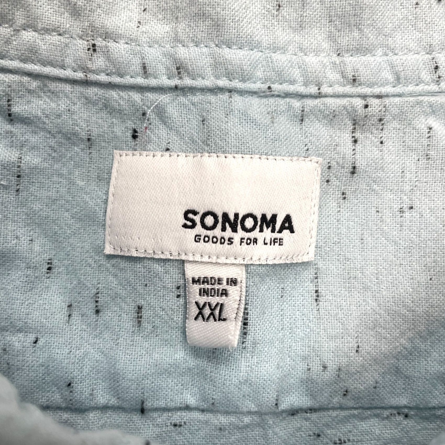 Vintage SONOMA Shirt Mens 3XL Light Blue Short Sleeve Button Down Collared Pocket Top Tie Front Tee Size US XXL / EU 58 / 5 - 3 Thumbnail