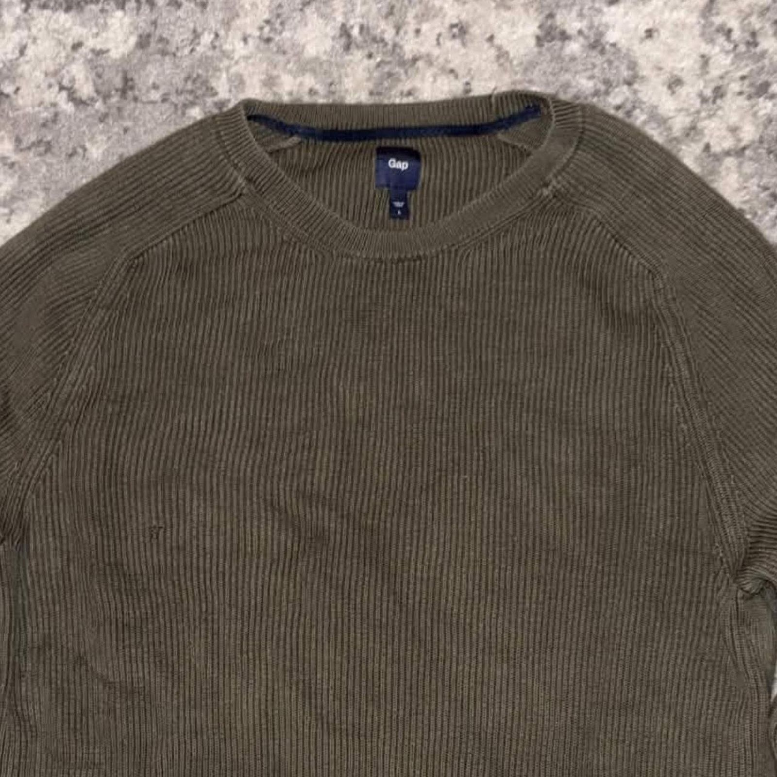 Gap Y2K GAP Olive Green Ribbed Knit Sweater Size US M / EU 48-50 / 2 - 3 Thumbnail
