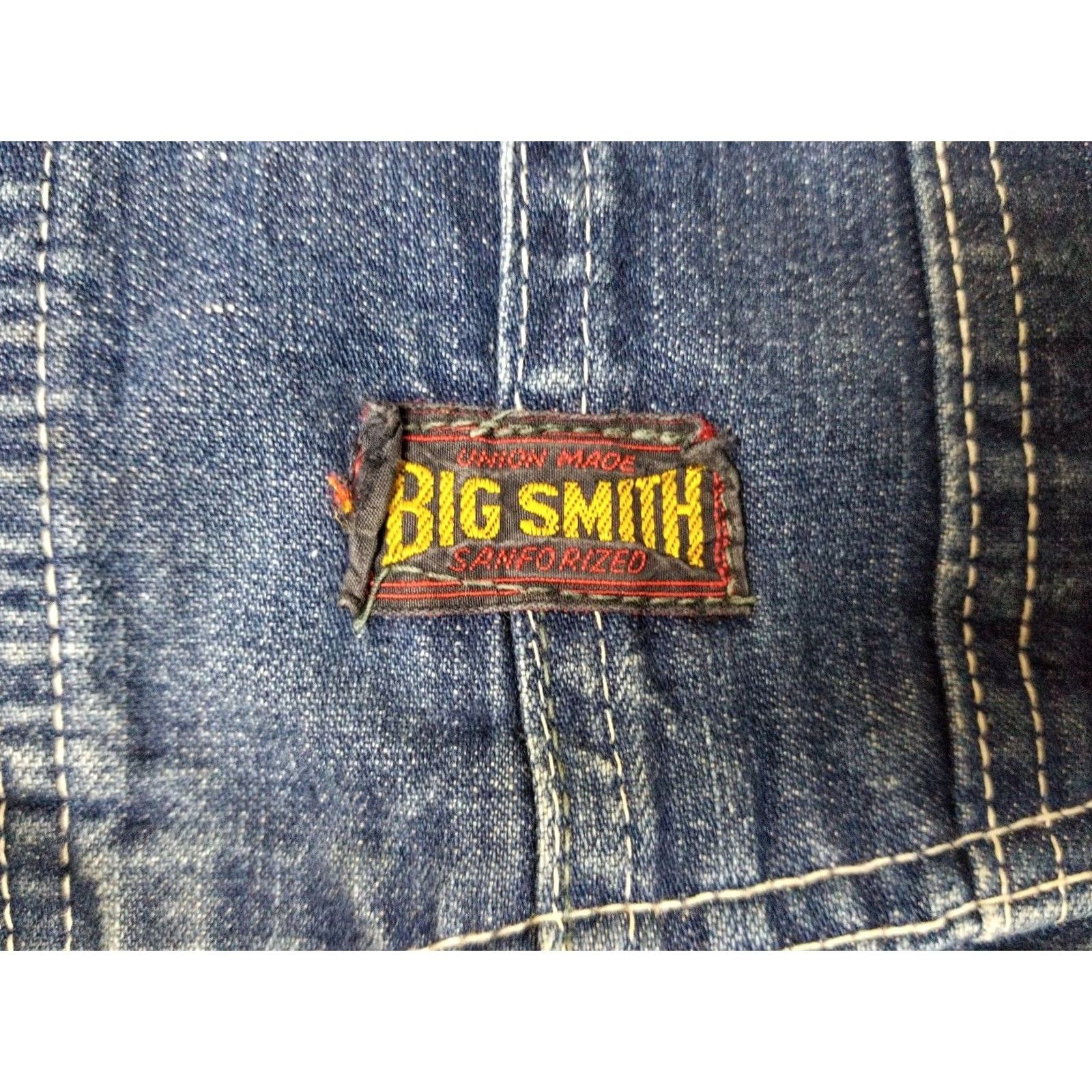 Vintage VINTAGE BIG SMITH SANFORIZED UNION MADE WORK DENIM OVERALL SZ 38 PANTS 38 BLUE JEANS MEN 60s Size US 38 / EU 54 - 2 Thumbnail