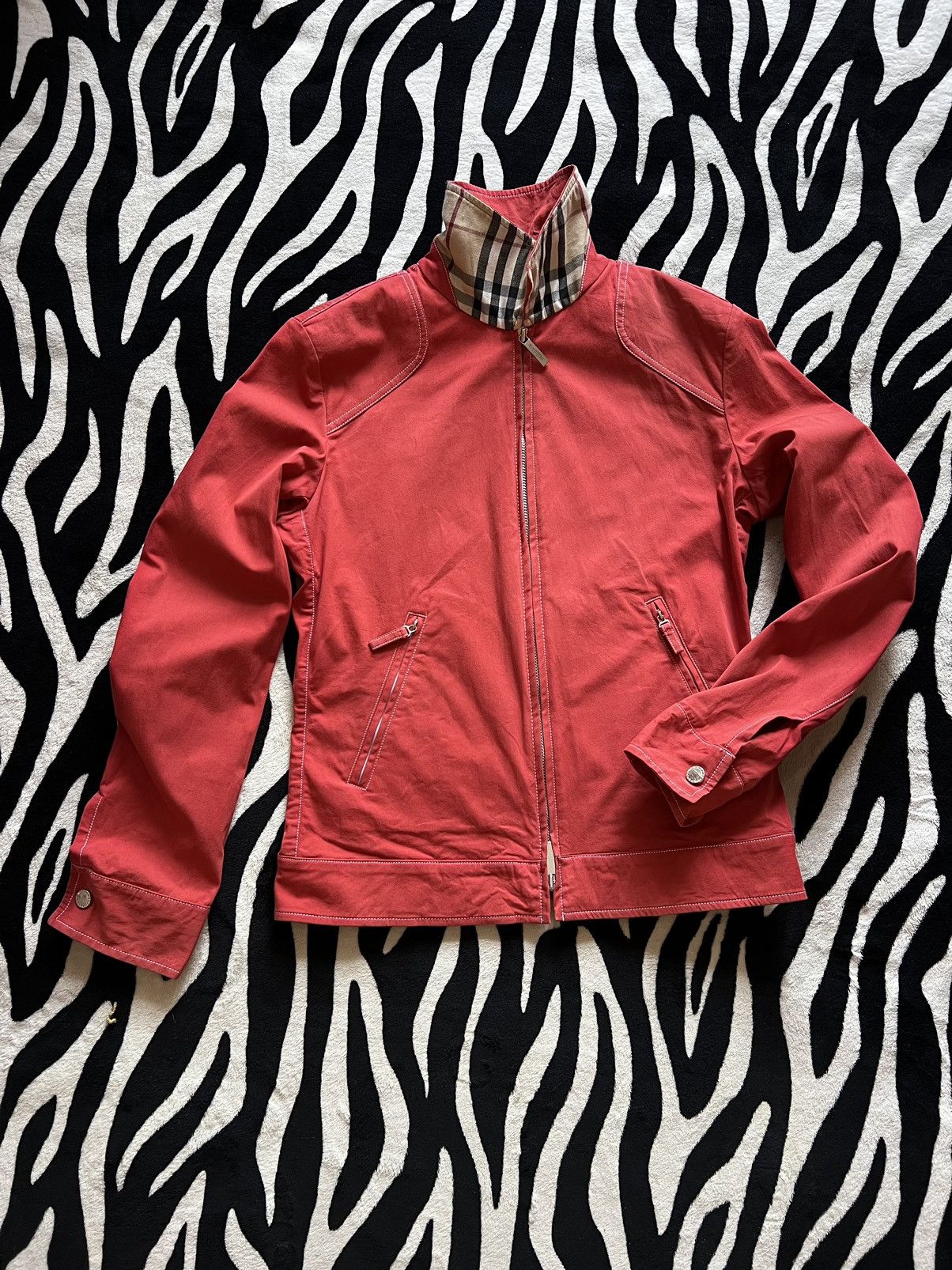 Burberry × Vintage Burberry London Check collared red jacket Size M / US 6-8 / IT 42-44 - 3 Thumbnail