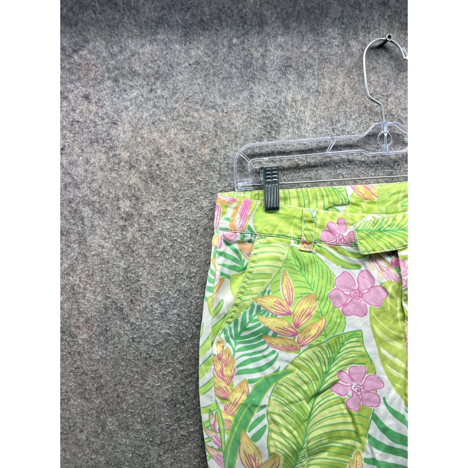 Lilly Pulitzer Lilly Pulitzer Pants Womens 2 Green Floral Capri Cotton Twill Tropical Beach Casual Summer Size 26" / US 2 / IT 38 - 6 Thumbnail