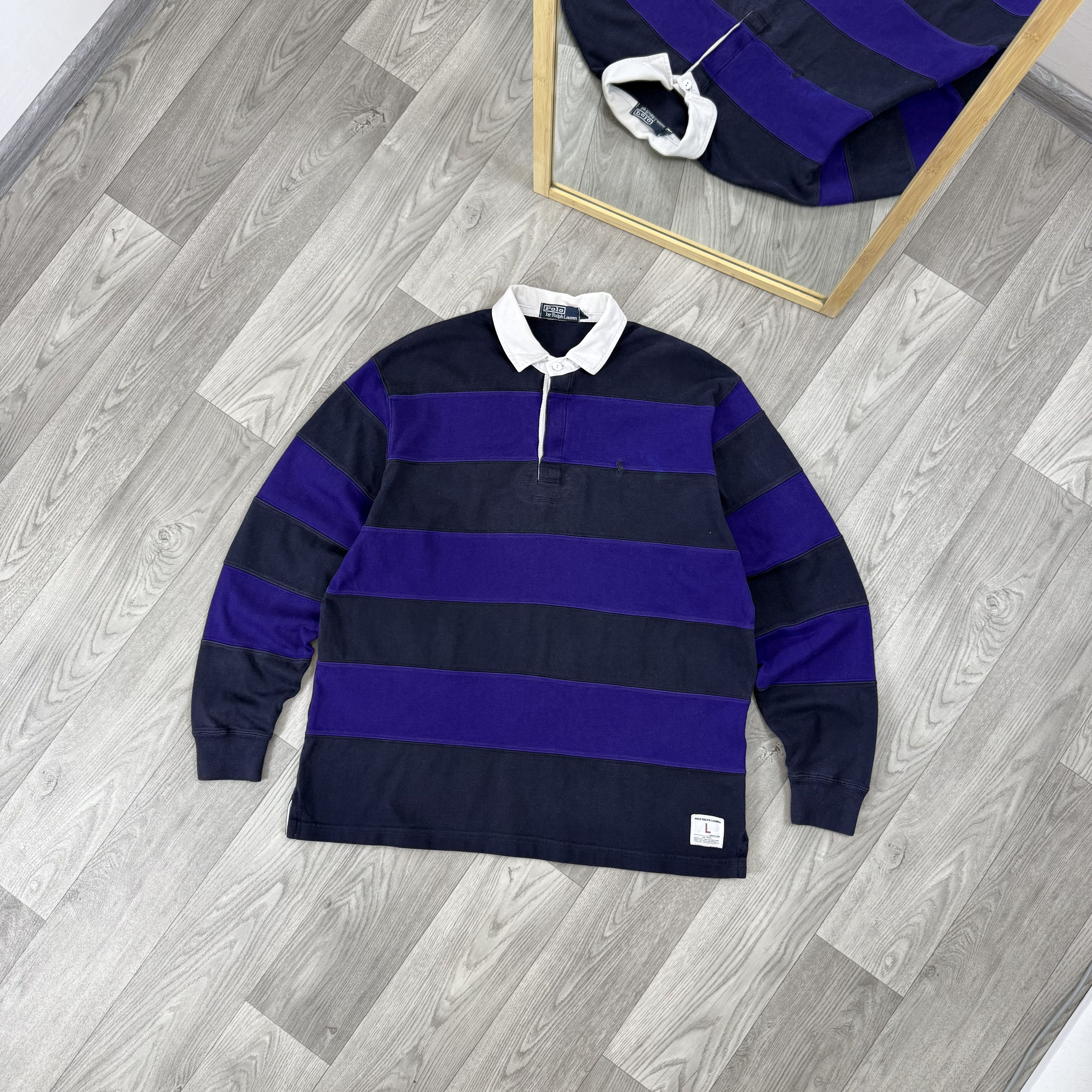 Polo Ralph Lauren Vintage Polo Ralph Lauren Striped Long Sleeve Rugby Shirt Size US L / EU 52-54 / 3 - 1 Thumbnail