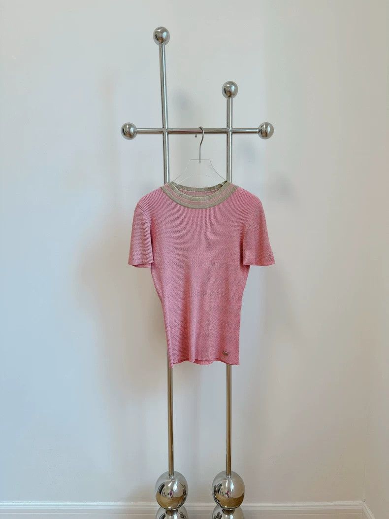Chanel Chanel Egyptian series pink knitted short sleeves Size XXS / US 00 / IT 34 - 1 Thumbnail