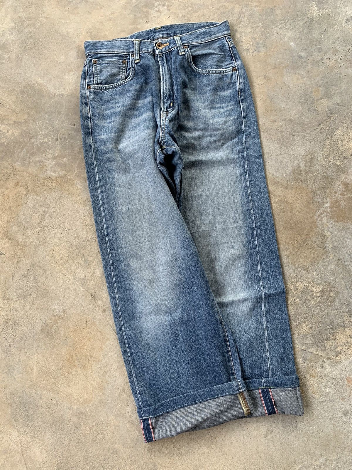 Edwin × Vintage Vintage Edwin Baggy Selvedge Distressed Denim Size US 28 / EU 44 - 4 Thumbnail