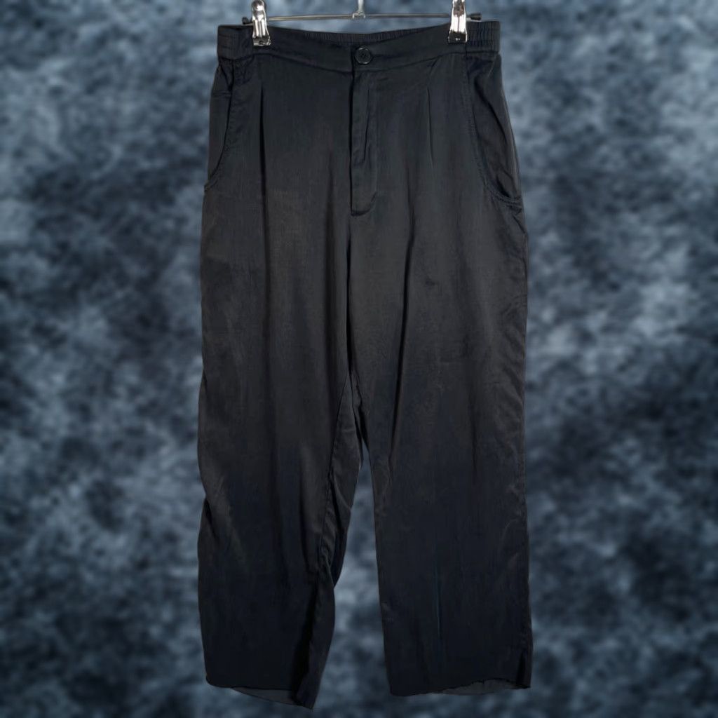 Vintage Djerf Avenue Pants Womens M Black Elastic Waist Wide-Leg Cupro Blend Dress Pants Women Medium Black Wide-Leg Vintage-Style N/A Size 32" / US 10 / IT 46 - 1 Thumbnail
