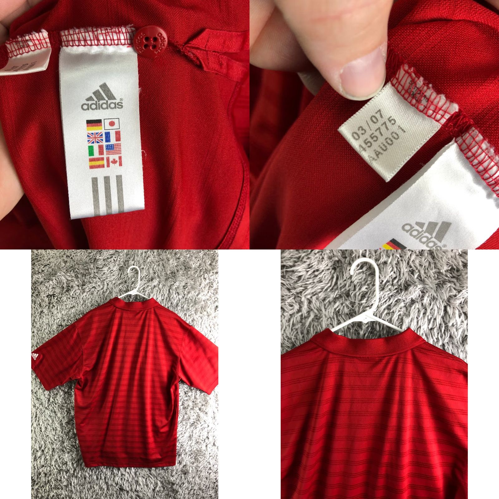 Adidas Adidas Polo Mens XL Red Short Sleeve Pullover Wisconsin Basketball Button Polo Shirt Mens XL Red Size US XL / EU 56 / 4 - 8 Thumbnail