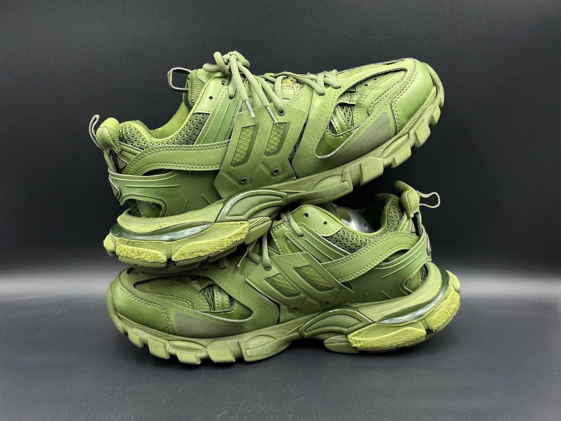 Balenciaga Balenciaga Men's Green Track 1.0 Round Toe Low-Top Dad Shoes Size US 8 / EU 41 - 4 Thumbnail