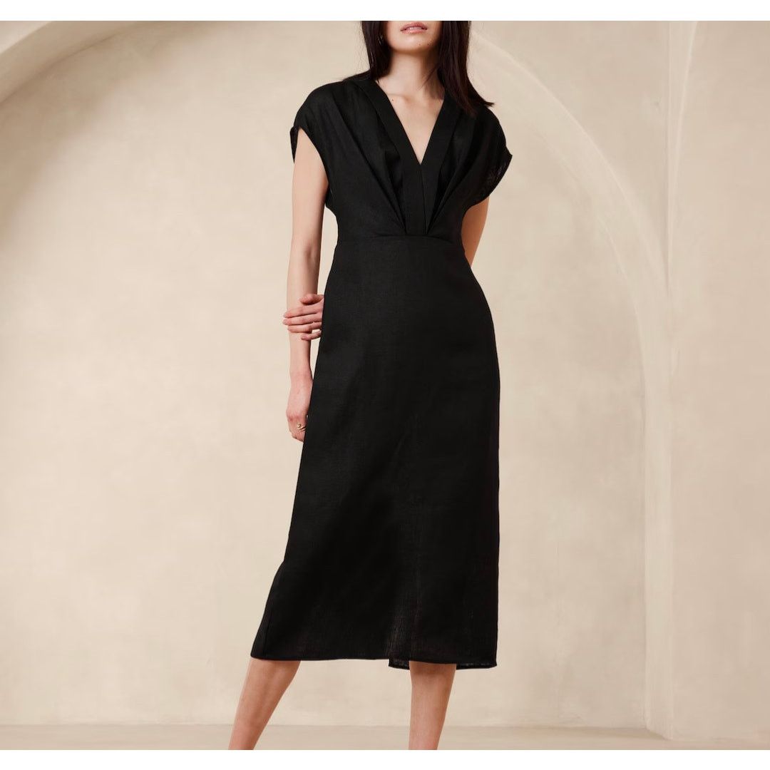 Banana Republic Banana Republic - Mari Draped Midi Dress/ 14 / Black / NWT Size XL / US 12-14 / IT 48-50 - 1 Thumbnail