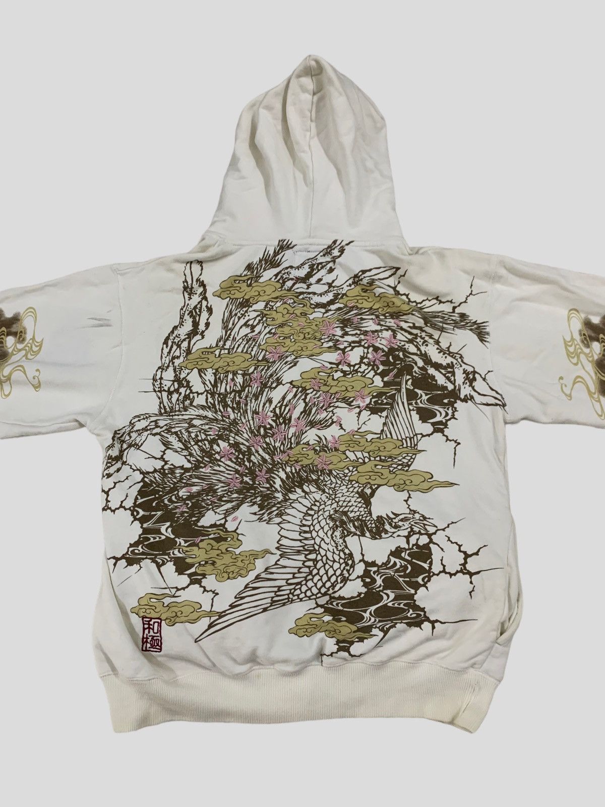 Vintage VINTAGE SUKAJAN KOI FISH & PEACOCK EMBROIDERY HOODIE Size US XL / EU 56 / 4 - 4 Thumbnail