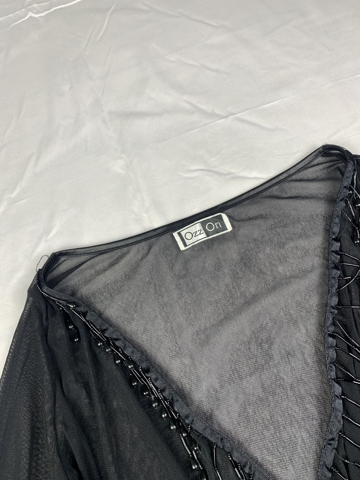 Japanese Brand Ozz On Japan Goth Black Beady Ruffle Frilly Mesh Mini Dress Size M / US 6-8 / IT 42-44 - 6 Thumbnail