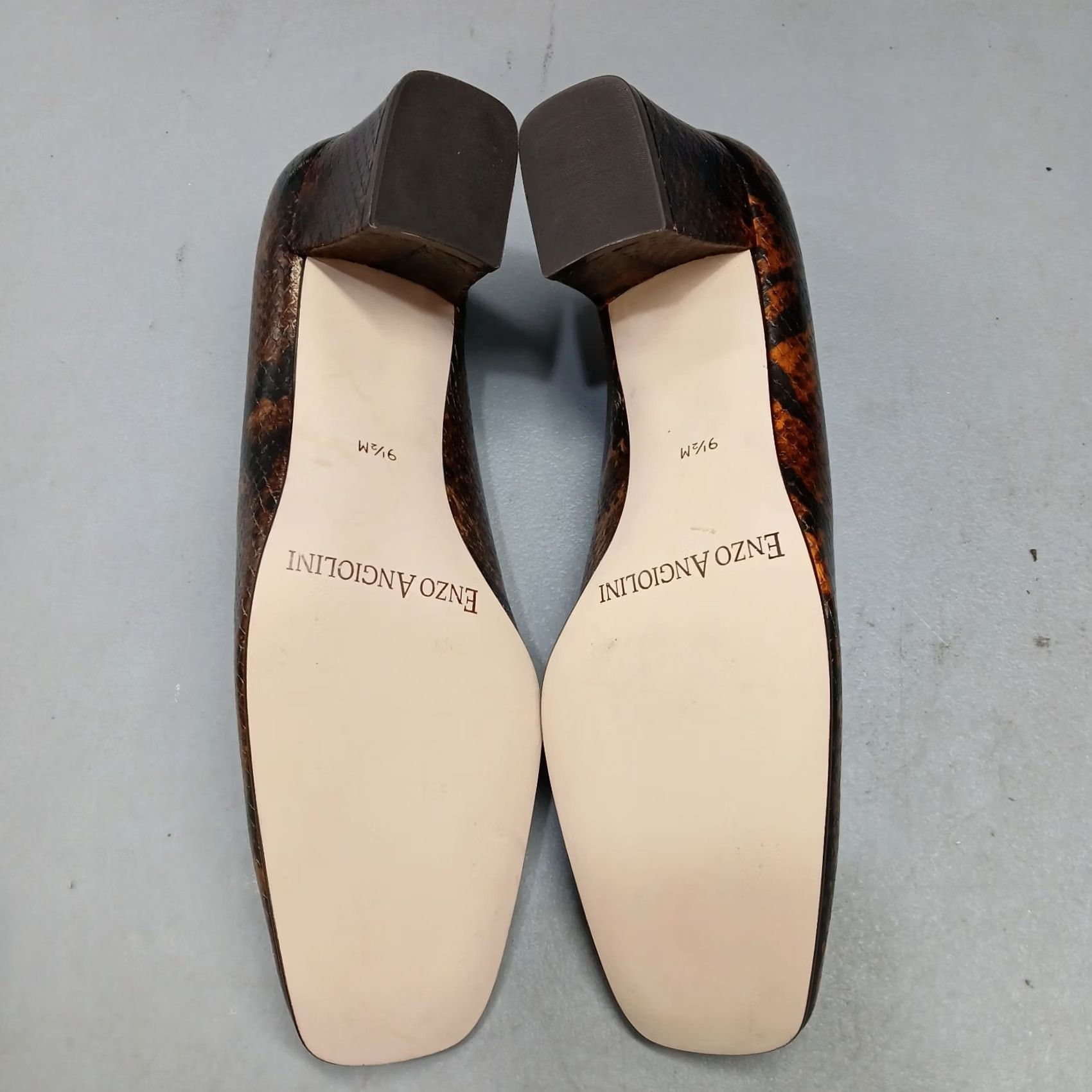 Kenzo VINTAGE Enzo Angiolini Pump Heels Women US 9.5M Brown Black Snakeskin Square Toe Size Womens 9.5 Shoes Size US 10 / IT 40 - 7 Thumbnail