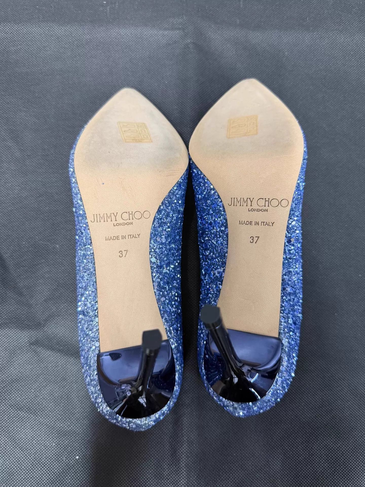 Jimmy Choo Jimmy Choo Romy 85 Blue Glitter 37 New Size US 6.5 / IT 36.5 - 6 Thumbnail